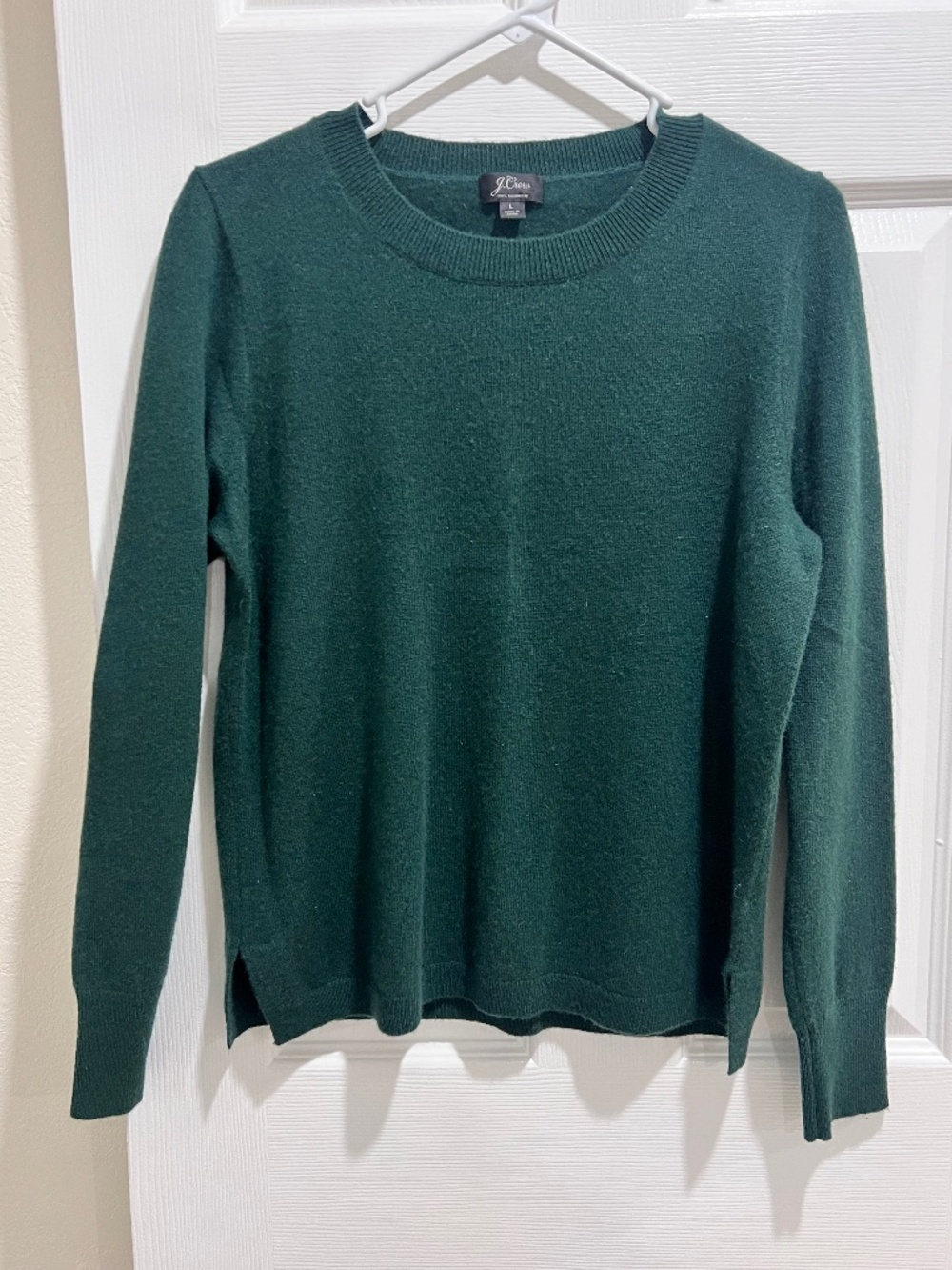 J.Crew 100% Cashmere Sweater – Size Large – Dark Green Crewneck